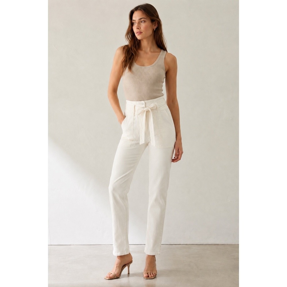 Veronica Beard Logan Extra High Rise Slim Straight Jeans white 27‎